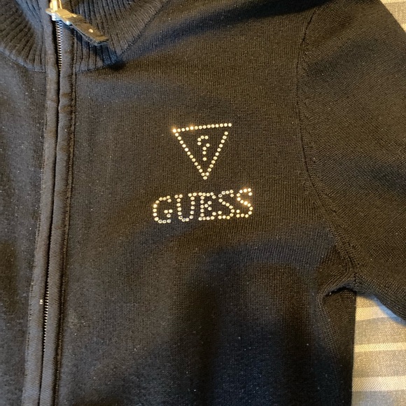 Guess y2k 90s black Rhinestone dazzle juicy zip up with pockets - Picture 2 of 4